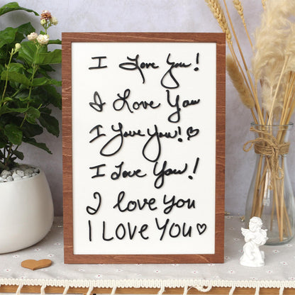 I love You Handwriting Sign | Handwriting Sign 3D with wood and acrylic | Unique Personalized Gift for Mom, Dad, Grandparents, Teacher