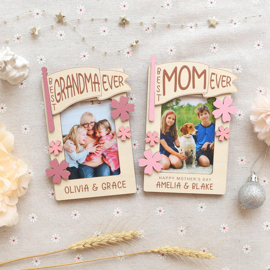 Mothers Day Photo Magnet, Mother's Day Gift, Photo Frame, Gift for Mom, Gift for Grandma, Mothers Day Picture Frame, Kids Photo for Fridge