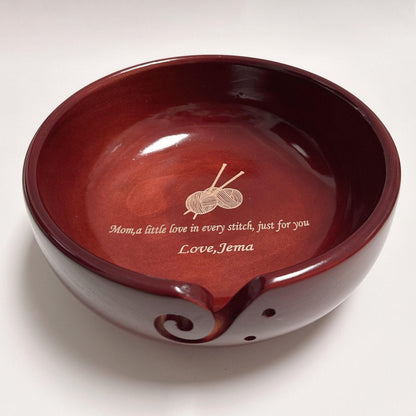Personalized Wooden Portable Yarn Bowl for Knitting Storage Bowl with Holes for Crochet Yarn Organizing and Storage,Christmas Gifts