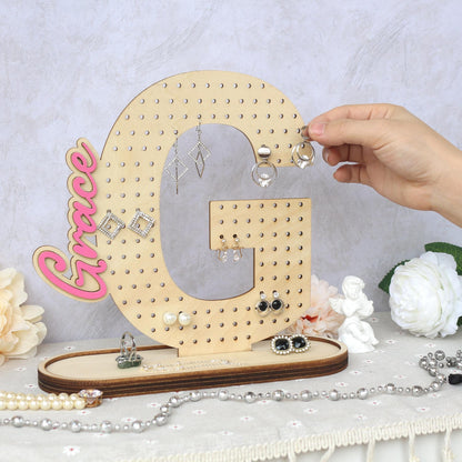 Wood Jewelry Organizer, Personalized Earring Holder, Wooden Jewelry Storage, Earring Display, Birthday Gift for Her, Gifts for Mom