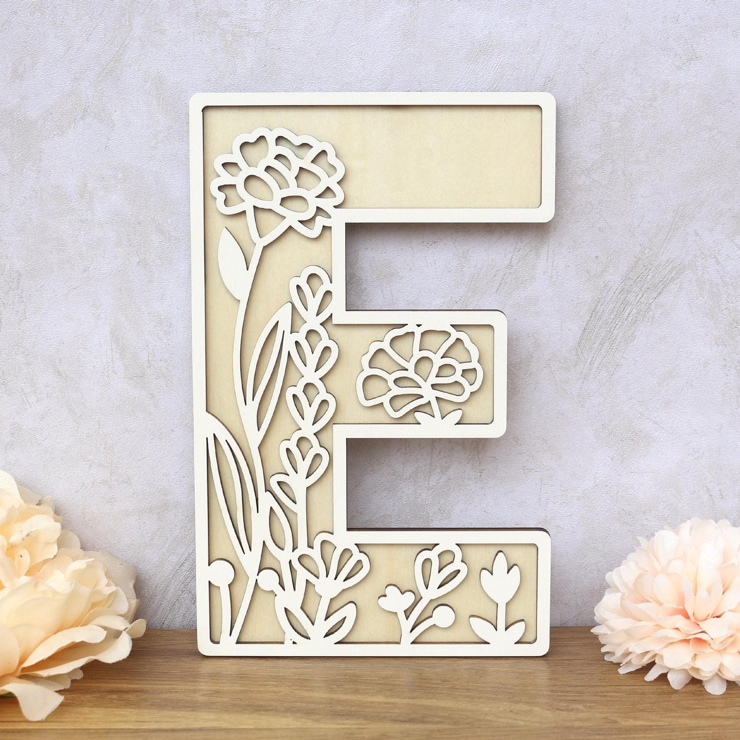 Wildflower Wall Letters Boho Name Sign Layered 3D Letters Floral Wooden Alphabet Letters Girls Room Sign Bedroom Nursery Decor