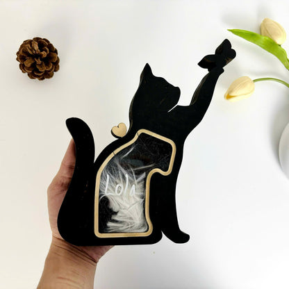 Black Cat Hair Memorial Shadowbox,Wooden Pet Fur Keepsake Box,Pet Urn Ash Teeth Memorial Box,Pet Sympathy,Bereavement Gift,Dog Cat Memorial