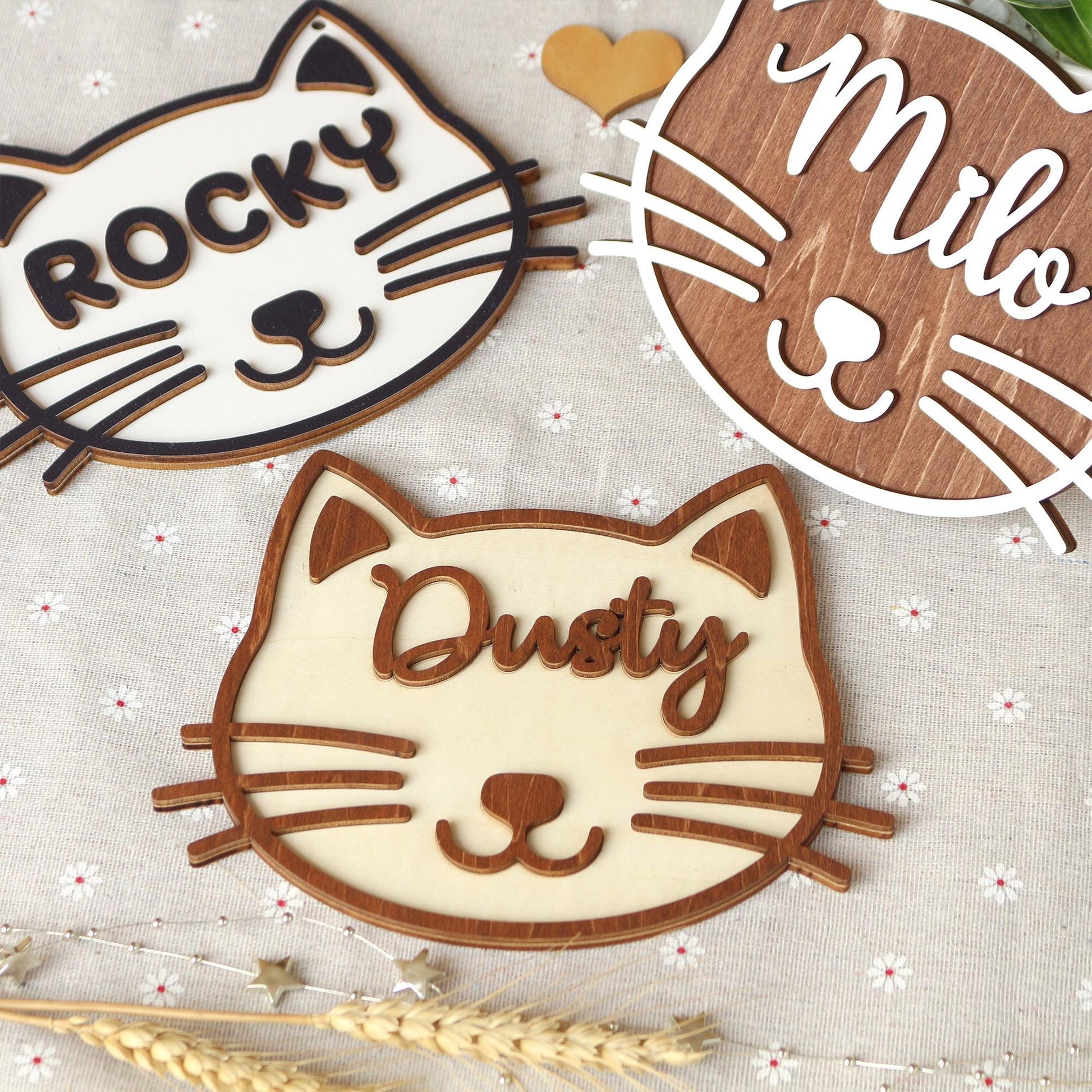 Cat Name Tag  Personalized Pet Name Sign for Pet House, Room, Crate, Kennel, or Feeding Area  Wooden Cat Plaque  Cat House Sign