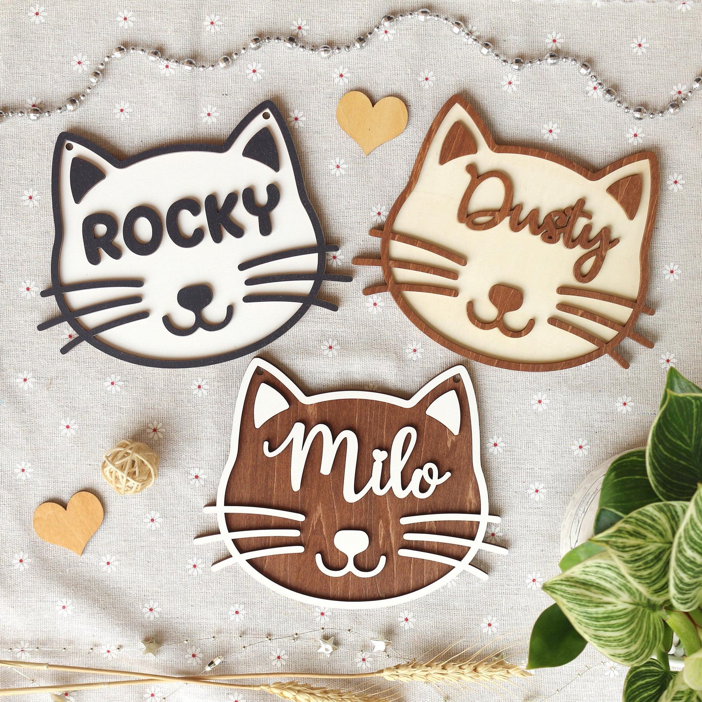 Cat Name Tag  Personalized Pet Name Sign for Pet House, Room, Crate, Kennel, or Feeding Area  Wooden Cat Plaque  Cat House Sign