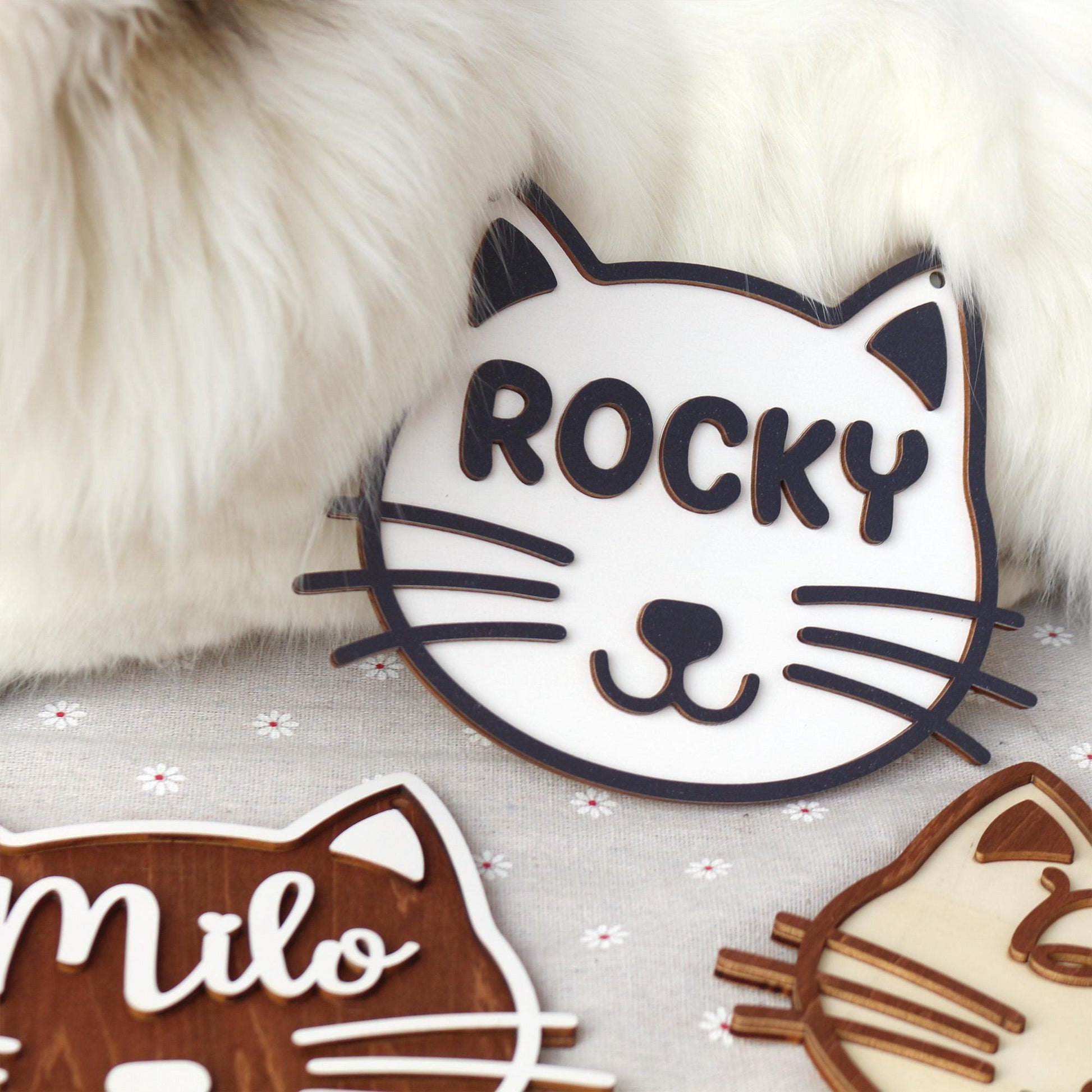 Cat Name Tag  Personalized Pet Name Sign for Pet House, Room, Crate, Kennel, or Feeding Area  Wooden Cat Plaque  Cat House Sign