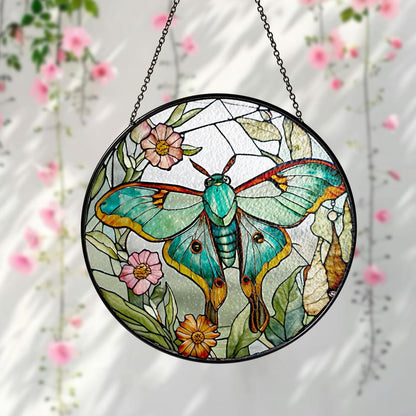 Luna Moth Butterfly Stained Glass Suncatcher,Butterfly Handmade Window Hanging,Nature Inspired Home Decor,Mother Day Gift,Modern Home Decor