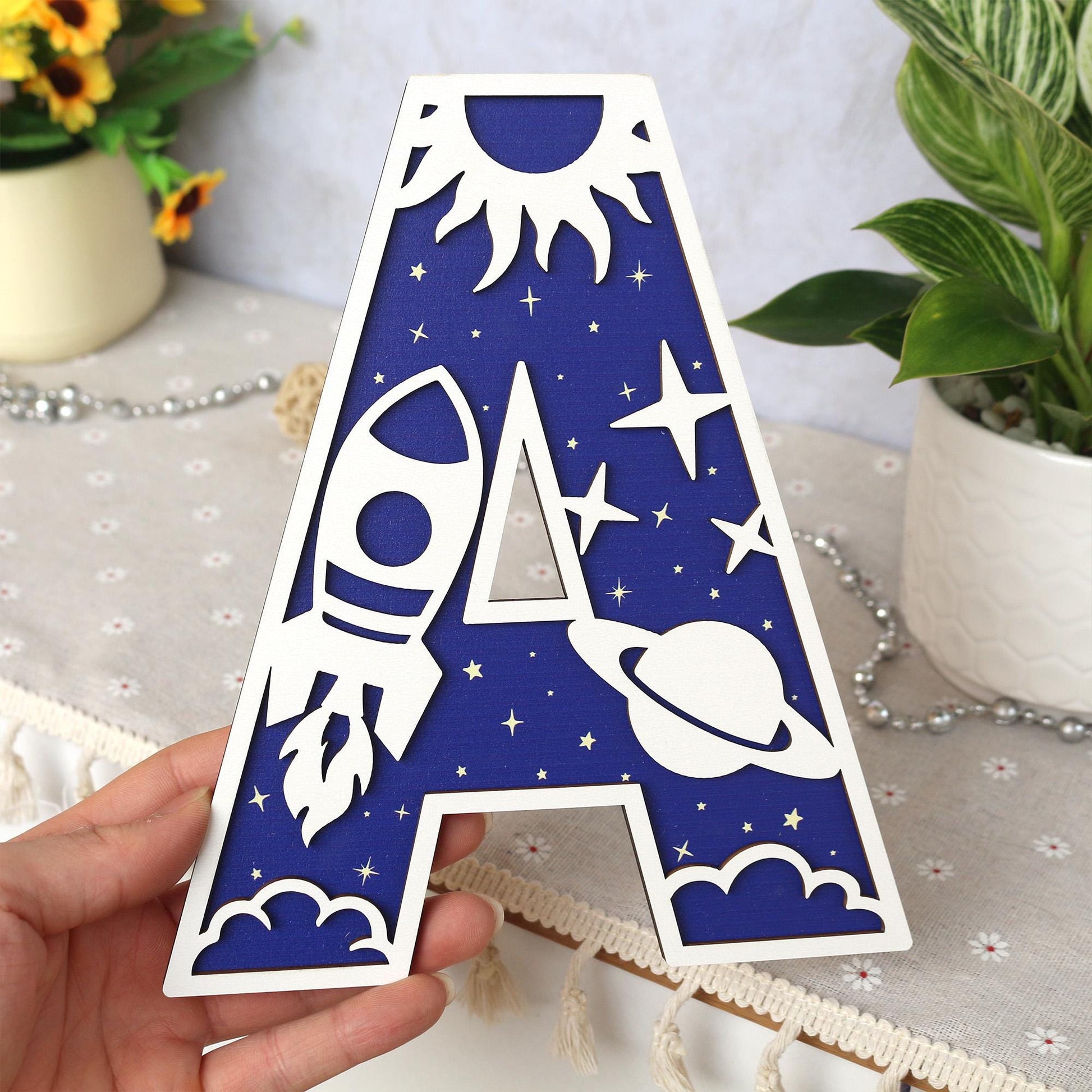 Space Name Sign - Space Letters- Personalised Name Sign - Custom Name Decor - Space Wall Art - Baby Gift - Nursery Decor