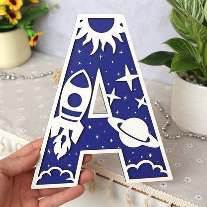 Space Name Sign - Space Letters- Personalised Name Sign - Custom Name Decor - Space Wall Art - Baby Gift - Nursery Decor
