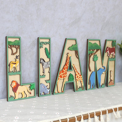 Safari Name Sign - Safari Letters- Personalised Name Sign - Custom Name Decor - Safari Wall Art - Baby Gift - Nursery Decor