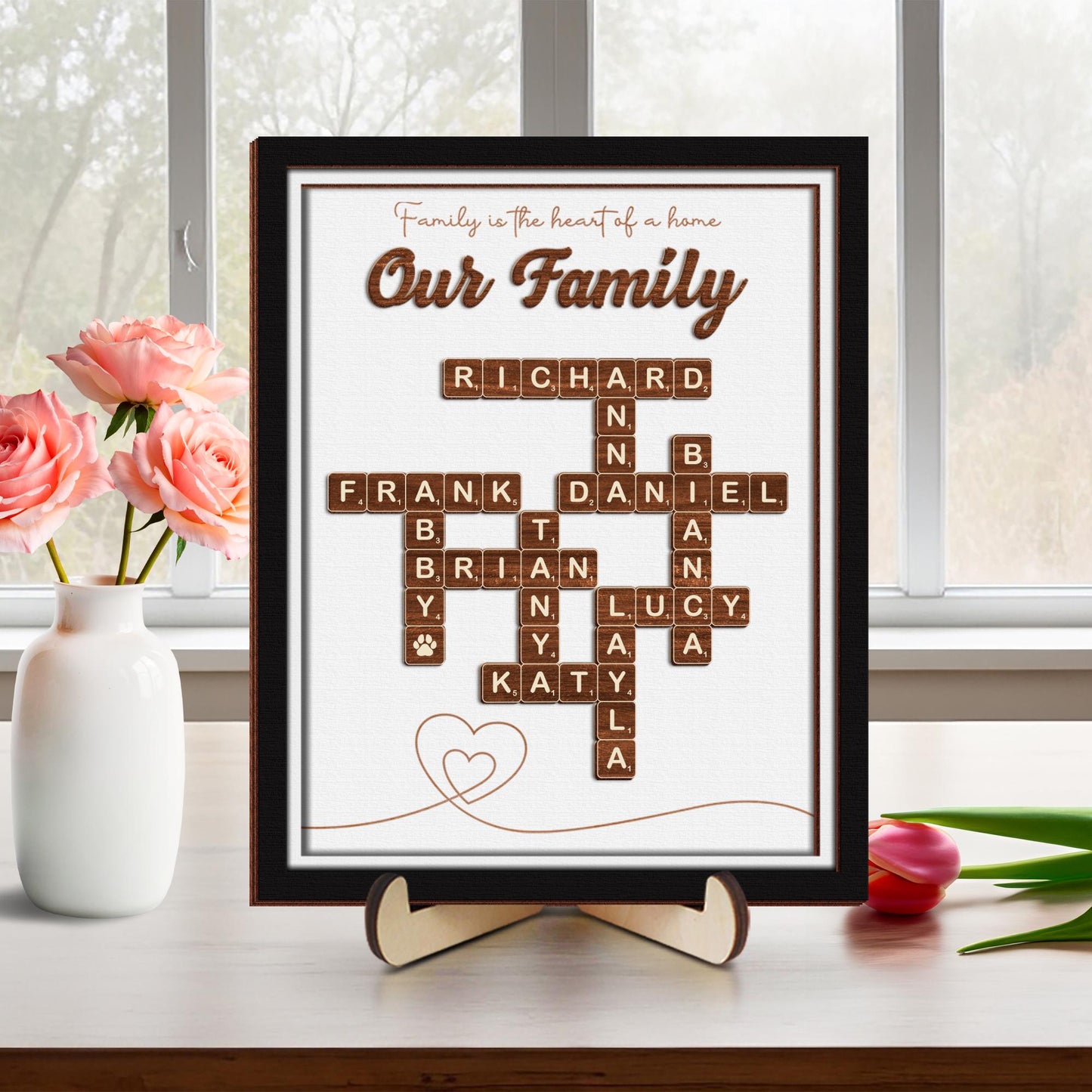 Personalized Scrabble Puzzle Family Name Sign,Custom Grandkids Crossword Scrabble Wooden,Family Last Name Sign,Mother's Day Gift,Home Decor.