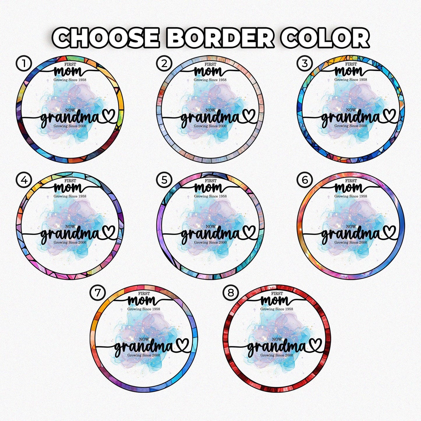 First Mom Now Grandma Stained Glass Suncather Personalized Birth Month Flower Window Hanging,Mother Day Gift,Gift for Mom,Grandma Home Decor