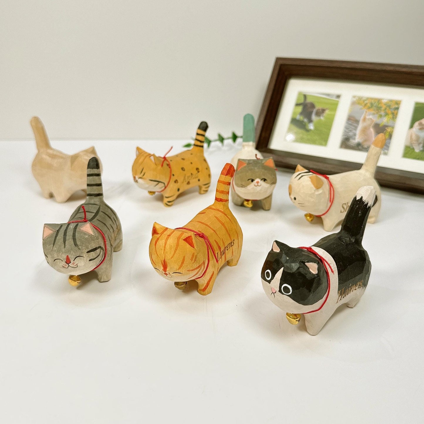 Handmade Wooden Cat Ornament,Engraved name - Memorial Gifts,Wood Cat Figurine,Desktop cat decor,Unique Cat Lover Gift,Gift for friend