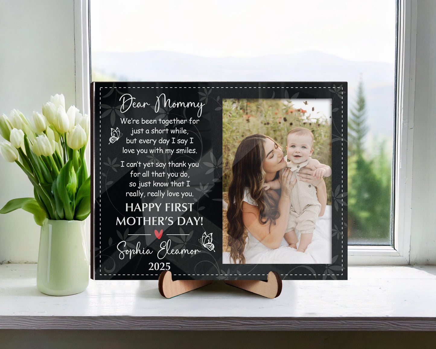 Custom First Mother's Day Picture Frame,Photo Gift for Mom,1st Mothers Day Gift from Baby,Dear Mommy Poem,Mother's Day 2025 Gift New Mommy