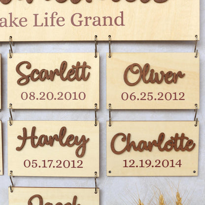 Grandchildren Sign, Wooden Family Name Plaque, Grandkids Sign, Gift For Grandparent, Gift For Mom, Grandparents Plaque, Grandkid Name Sign