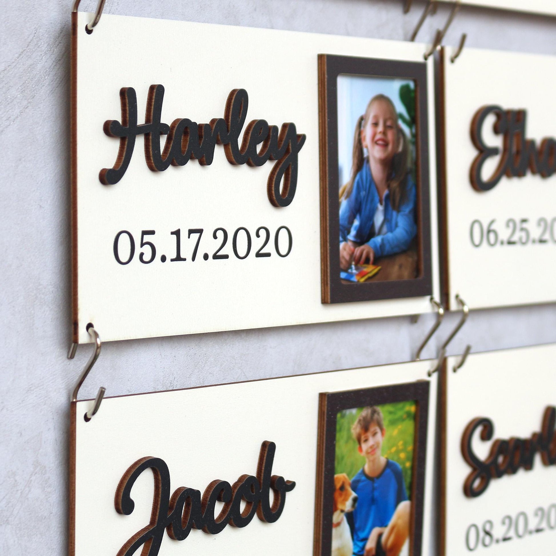 Grandchildren Sign with Photo Frame, Wooden Family Name Plaque, Grandkids Sign, Gift For Grandparent, Gift For Mom, Grandparents Plaque