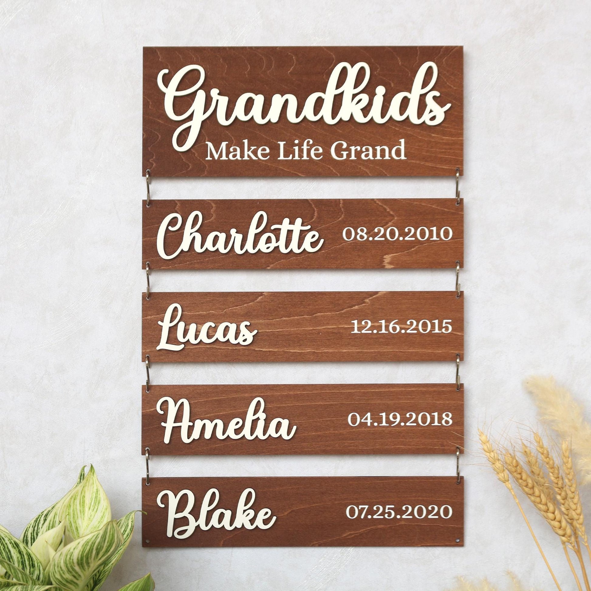 Personalized Grandchildren Sign, Wooden Family Name Plaque, Grandkids Sign, Grandparents Plaque, Gift For Grandparent, Gift For Mom