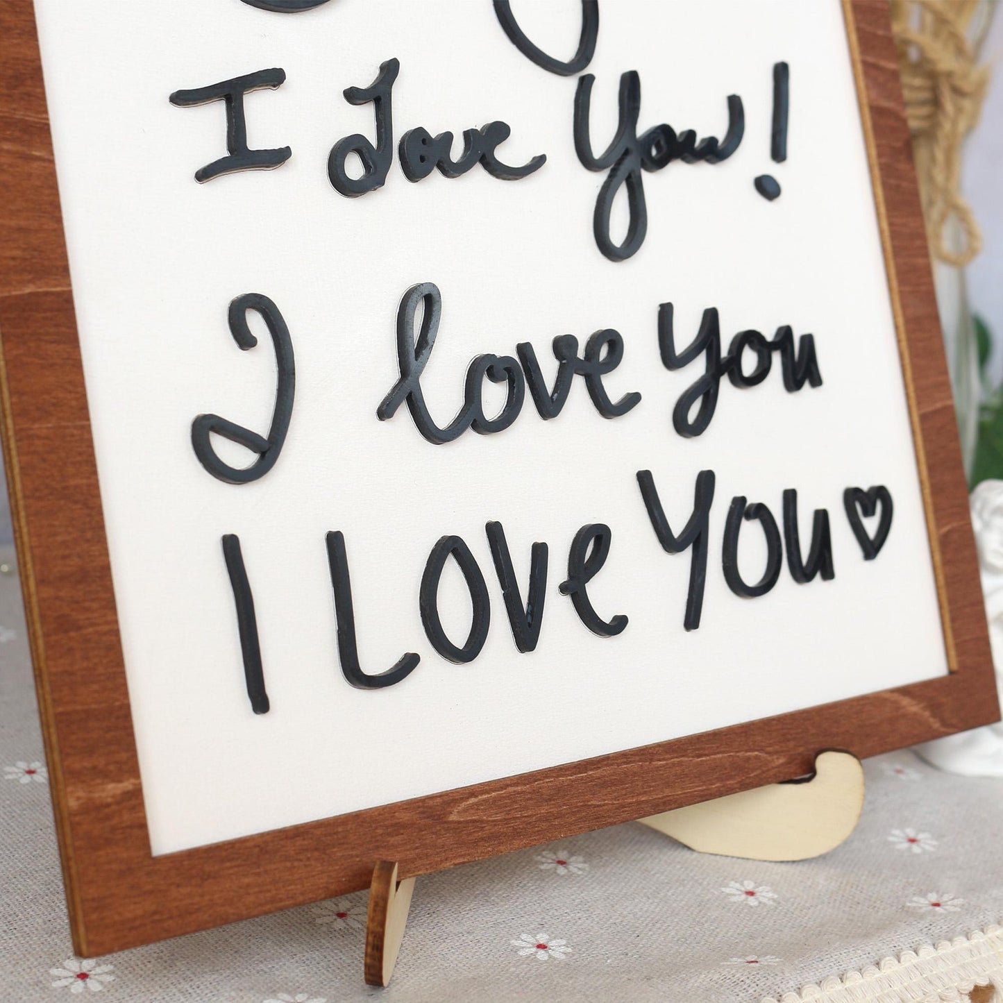 I love You Handwriting Sign | Handwriting Sign 3D with wood and acrylic | Unique Personalized Gift for Mom, Dad, Grandparents, Teacher