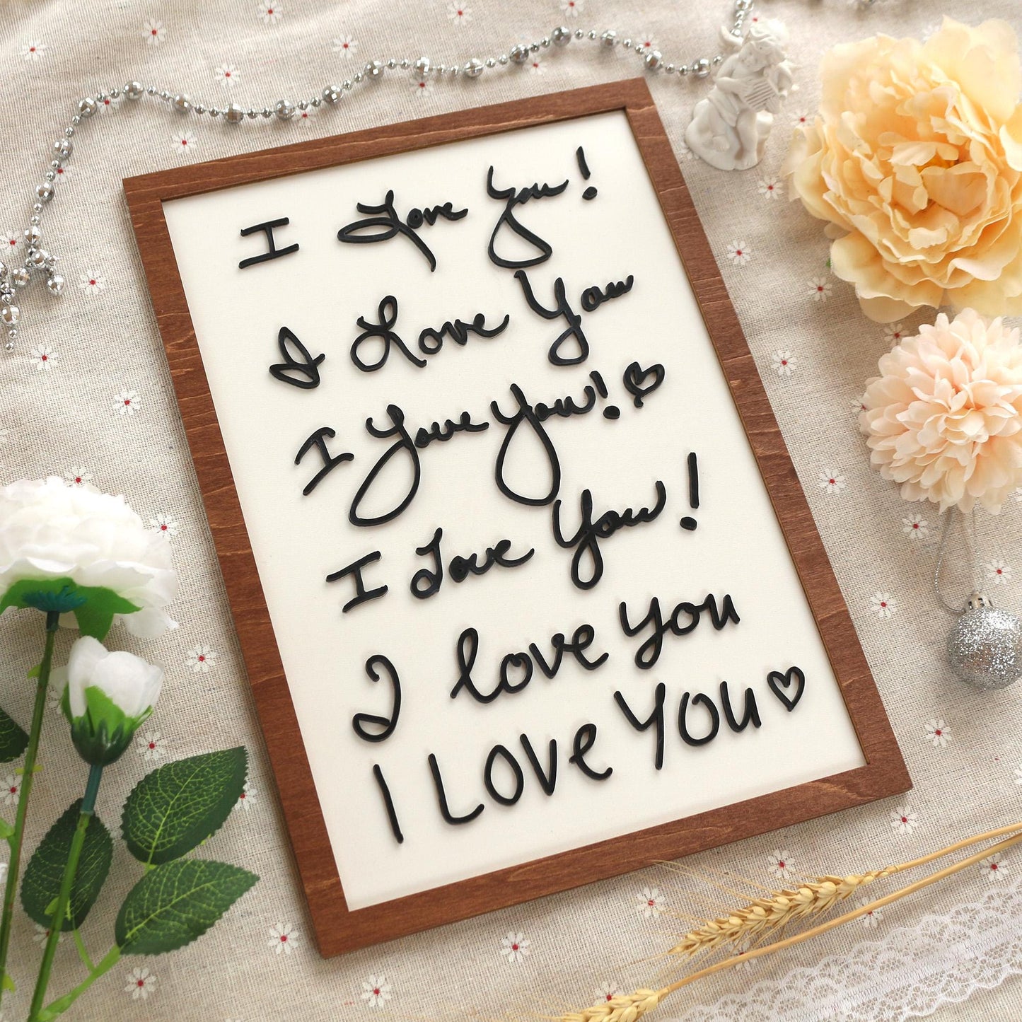 I love You Handwriting Sign | Handwriting Sign 3D with wood and acrylic | Unique Personalized Gift for Mom, Dad, Grandparents, Teacher