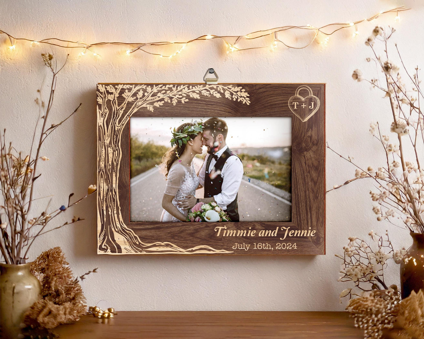 Personalized Wedding Gift,Engagement Photo Frame Plaque,Wedding Picture Frame with Date,Couple Gift,Newlywed Gift,Gift for Husband Wife
