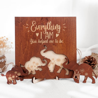 Mother Elephant Wood Sign Mother's Day Gift , Gift for Mom Personalized Custom Decor, Gifts For Mom, Gift for Grandma, Name Family Wood Sign