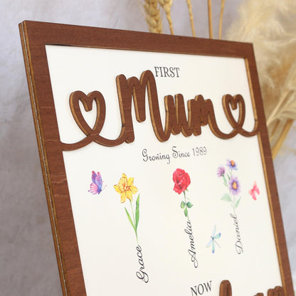 Personalized Birth Month Flowers Mothers Day, Custom Grandma's Garden Wooden Sign, Gift For Mom, Gift For Grandma, Mother's Day Gift