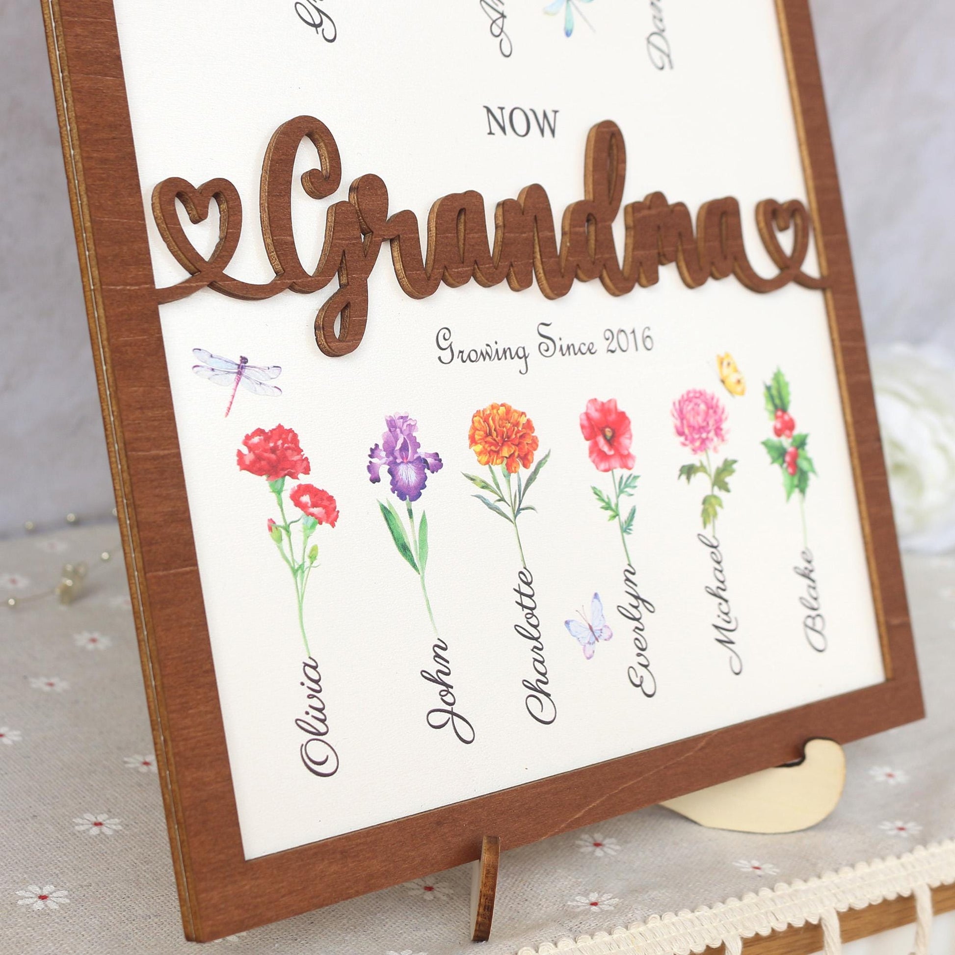 Personalized Birth Month Flowers Mothers Day, Custom Grandma's Garden Wooden Sign, Gift For Mom, Gift For Grandma, Mother's Day Gift