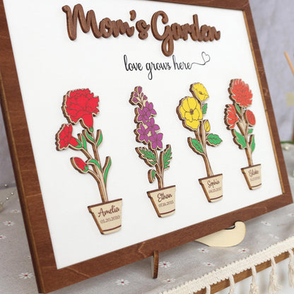 Custom Birth Flower Garden Frame - Personalized Family Sign - Wood Farmhouse Decor - Mothers Day Gift - Gift for Mom - Wooden Flower Sign