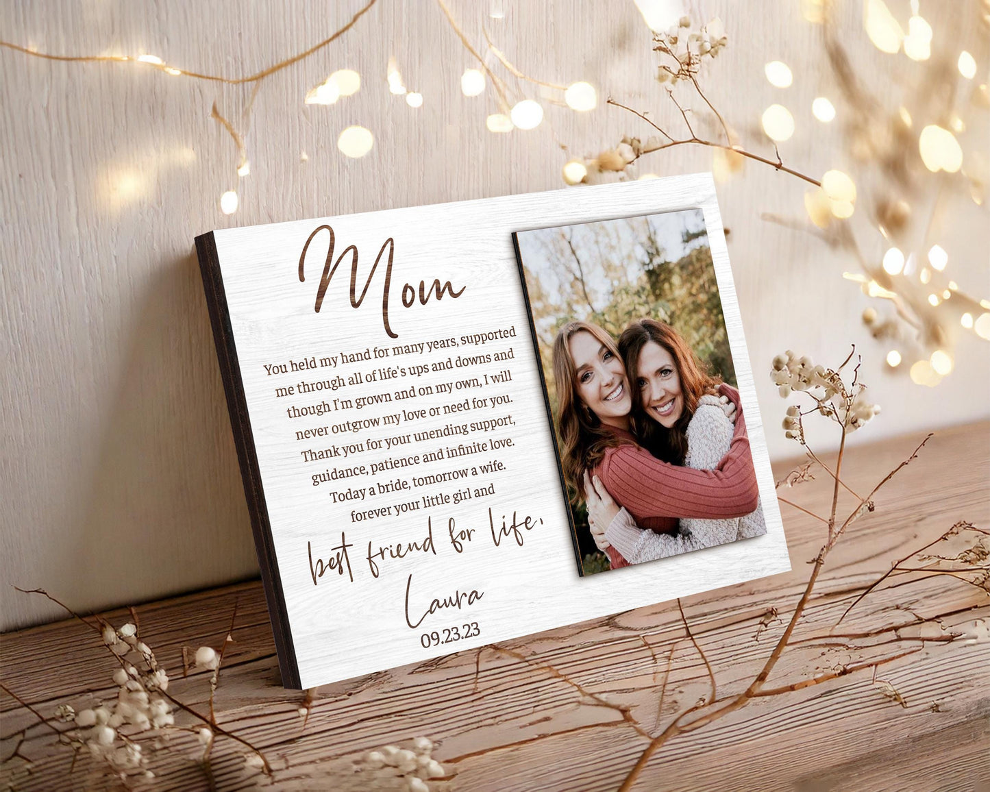 Mother of the Bride Gift from the Bride,Photo on Wood,Picture Frame,Father of the Bride Gift from Bride,Wedding Gift Mom Dad from Daughter