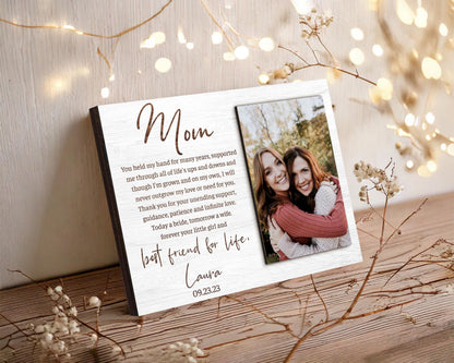 Mother of the Bride Gift from the Bride,Photo on Wood,Picture Frame,Father of the Bride Gift from Bride,Wedding Gift Mom Dad from Daughter