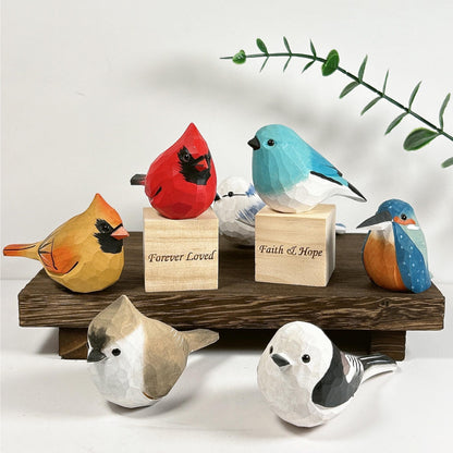 Hand-Carved Wooden Robin Ornament,Personalized Engraving Gift,Chubby Robin Sculpture,Gift for Bird Lovers,Birthday/Holiday/Christmas Gifts