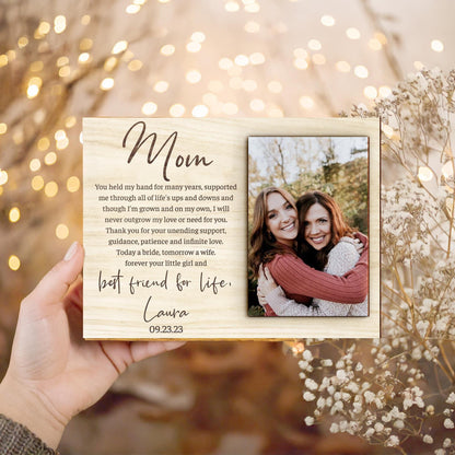 Mother of the Bride Gift from the Bride,Photo on Wood,Picture Frame,Father of the Bride Gift from Bride,Wedding Gift Mom Dad from Daughter