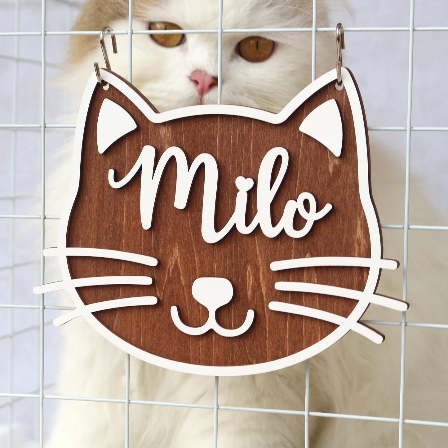 Cat Name Tag  Personalized Pet Name Sign for Pet House, Room, Crate, Kennel, or Feeding Area  Wooden Cat Plaque  Cat House Sign