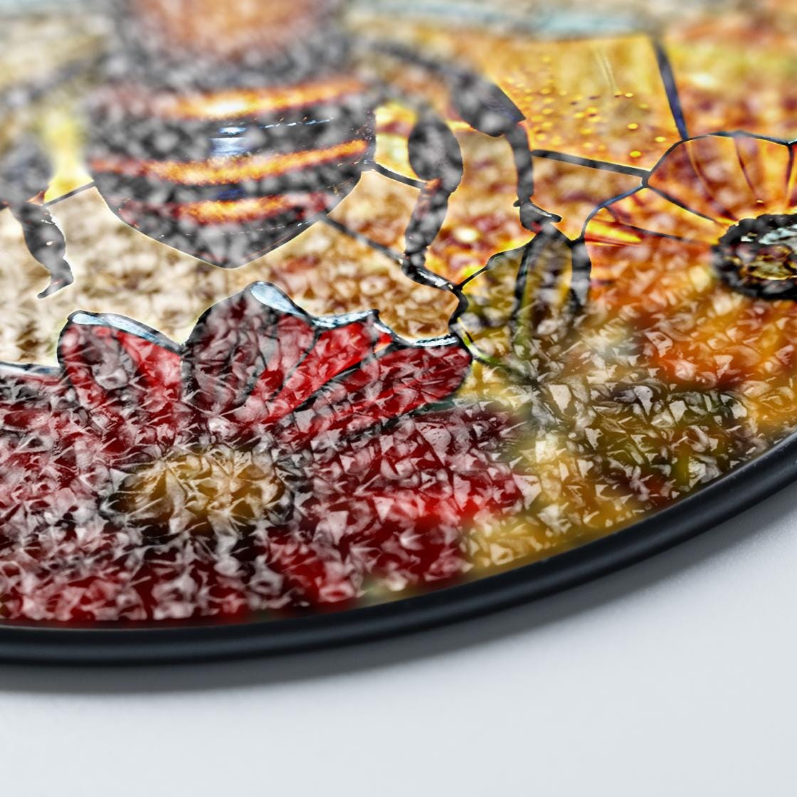 Honey Bee Sunflower Stained Glass Suncatcher Window Hanging,Honeybee Gift For Garden Lovers,Bee Stained Glass Suncatcher,Grandma Nana Gift