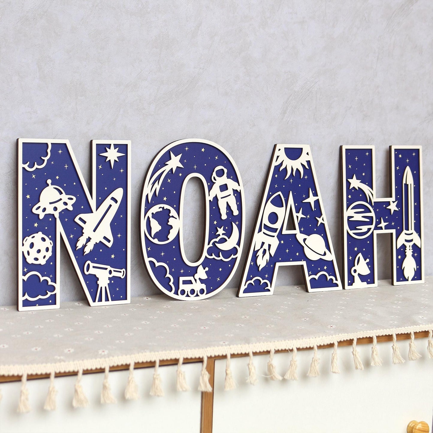 Space Name Sign - Space Letters- Personalised Name Sign - Custom Name Decor - Space Wall Art - Baby Gift - Nursery Decor