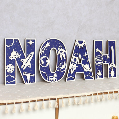 Space Name Sign - Space Letters- Personalised Name Sign - Custom Name Decor - Space Wall Art - Baby Gift - Nursery Decor