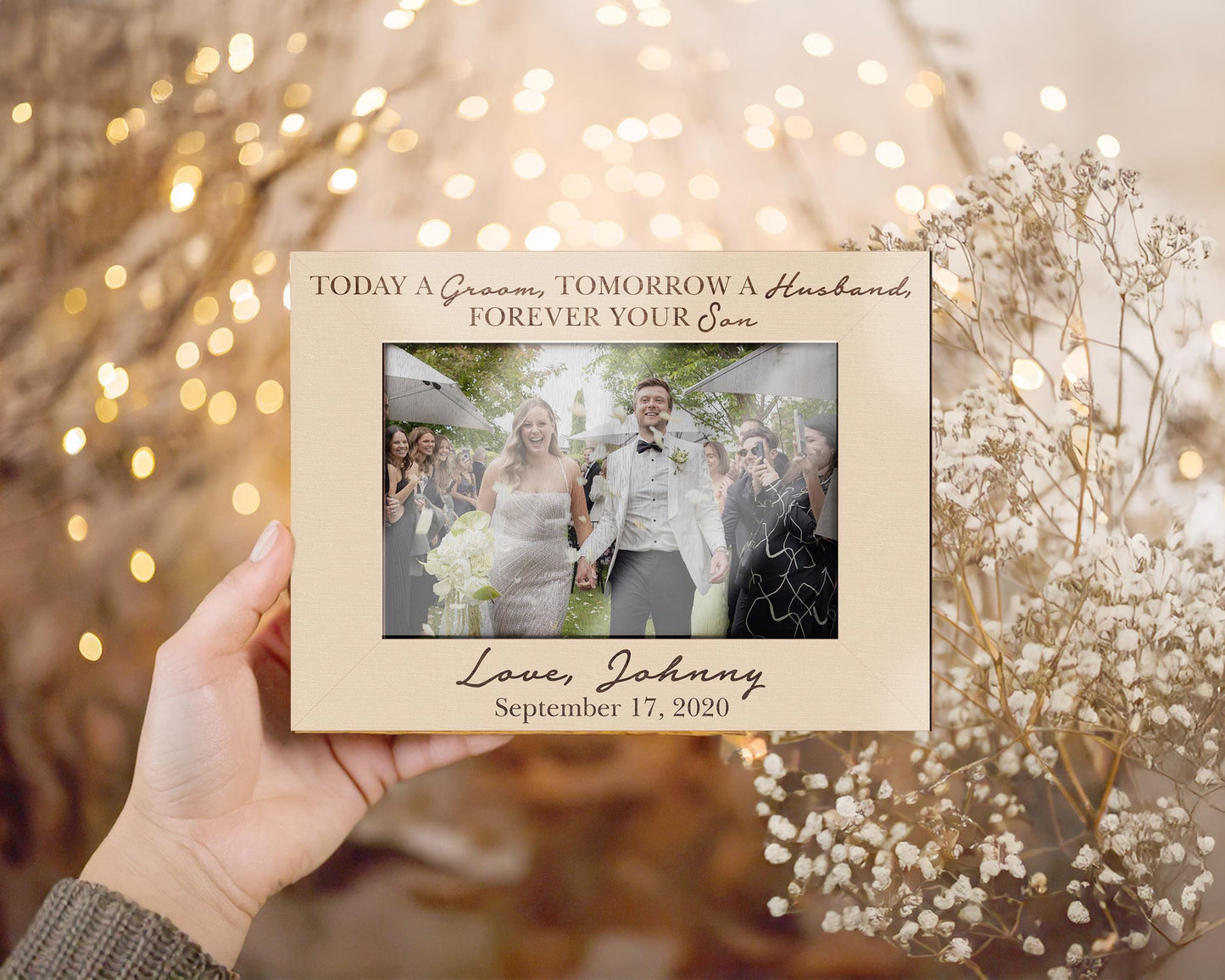 Custom Photo Frame,Parents of the Groom,Wedding Picture Frame,Today a Groom Tomorrow a Husband,Engagement Couple,Wedding Gift,Gift from Son