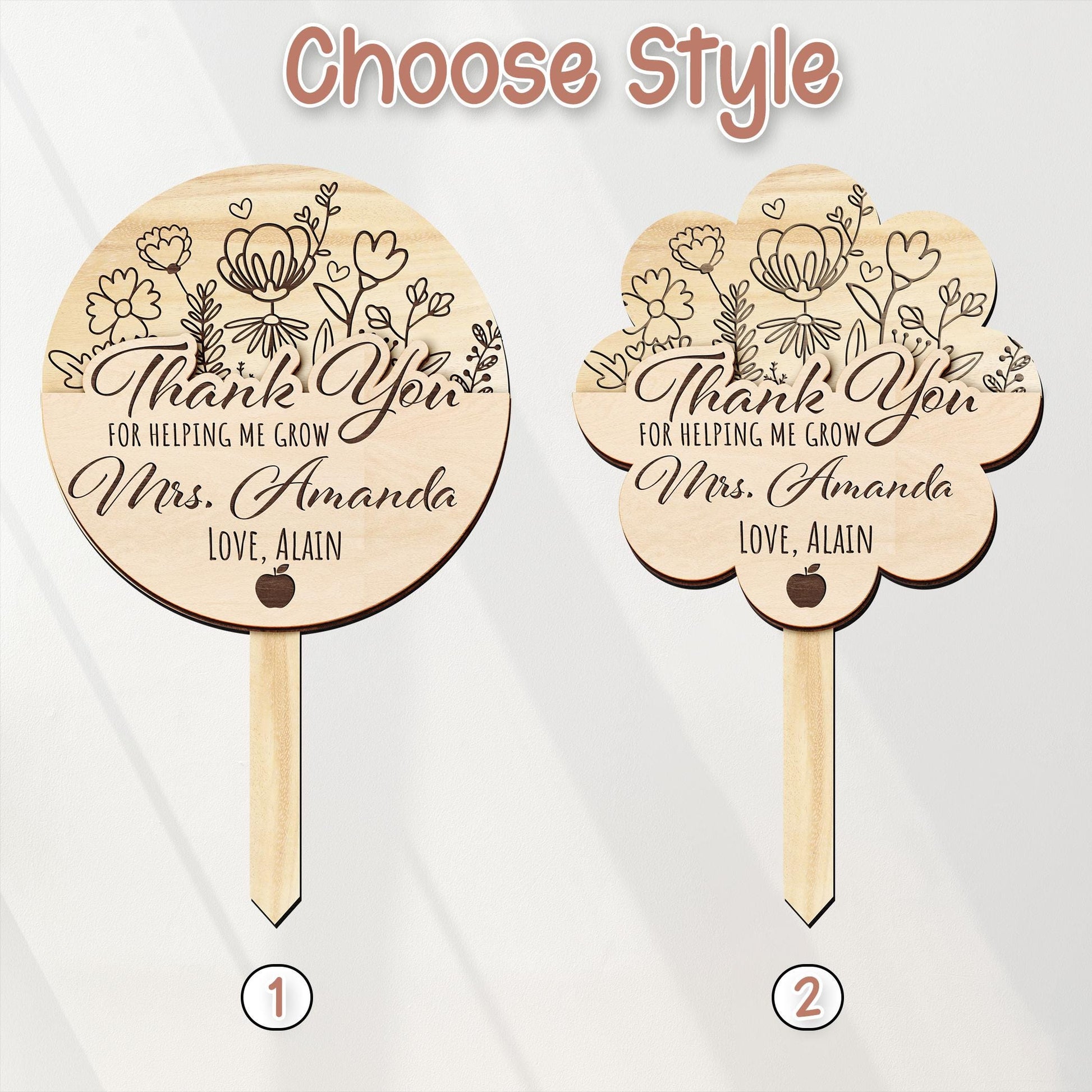 Teacher Gift Card Holder,Teacher Plant Sign,Teacher Appreciation,Thank You Teacher End of Year,Teacher Keepsake,Helping Me Grow,Garden Tag