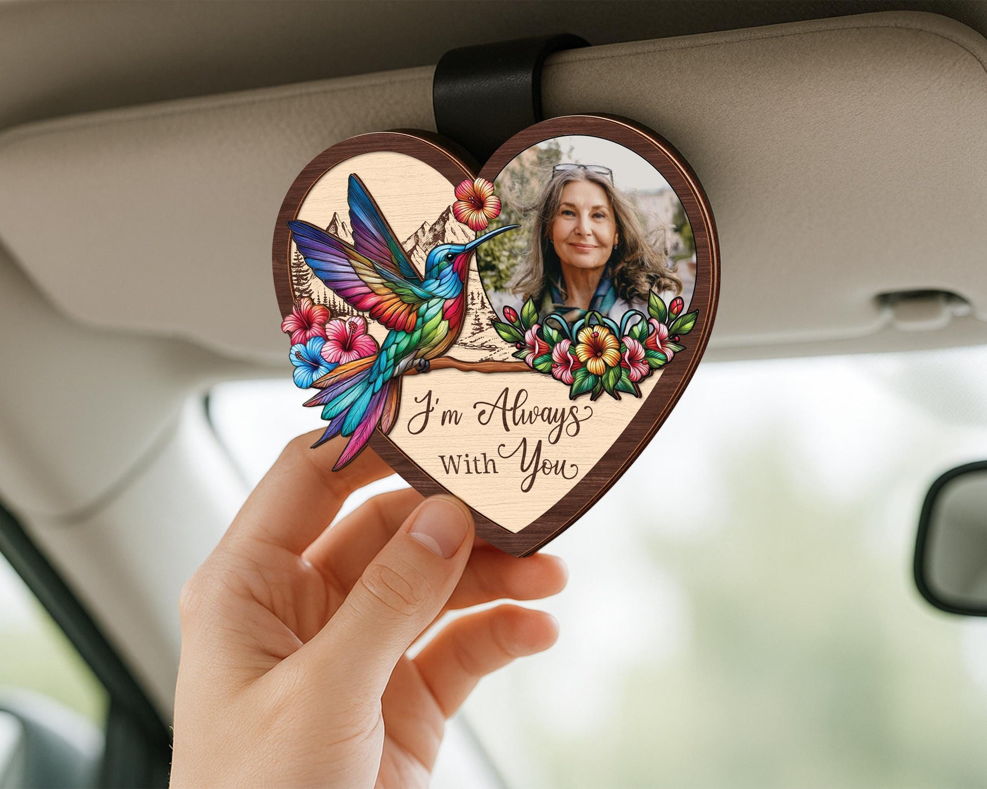 Loss of Father Gift,Custom Photo Car Visor Clip,Sympathy Memorial Gift,I'm Always With You,Loss Of Dad Mom,Sun Visor Picture Clip,Grief Gift