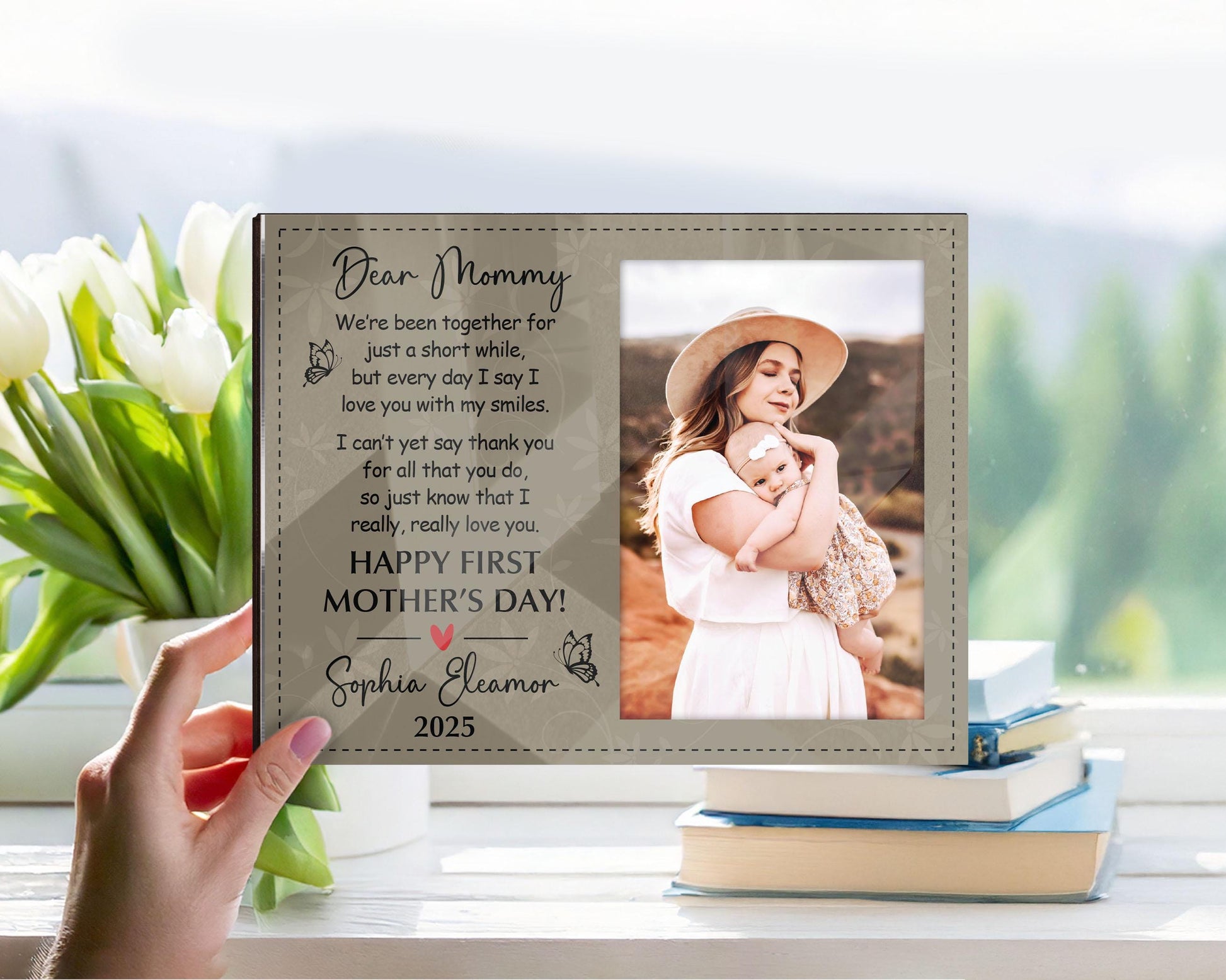 Custom First Mother's Day Picture Frame,Photo Gift for Mom,1st Mothers Day Gift from Baby,Dear Mommy Poem,Mother's Day 2025 Gift New Mommy