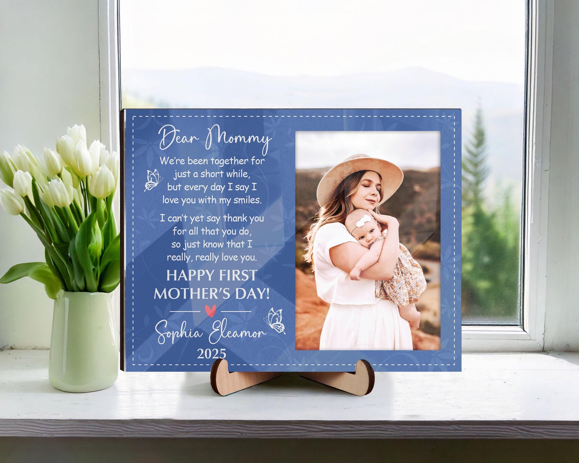 Custom First Mother's Day Picture Frame,Photo Gift for Mom,1st Mothers Day Gift from Baby,Dear Mommy Poem,Mother's Day 2025 Gift New Mommy