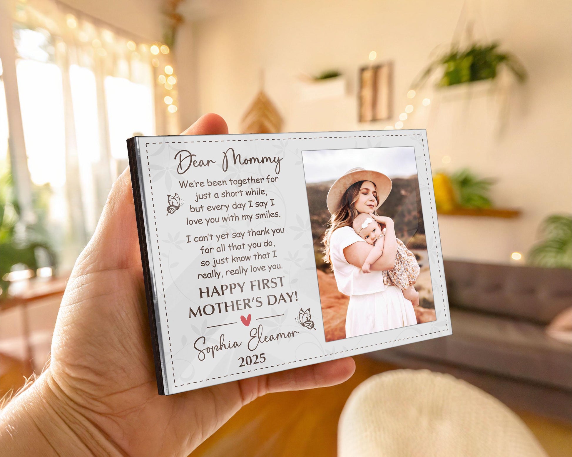 Custom First Mother's Day Picture Frame,Photo Gift for Mom,1st Mothers Day Gift from Baby,Dear Mommy Poem,Mother's Day 2025 Gift New Mommy