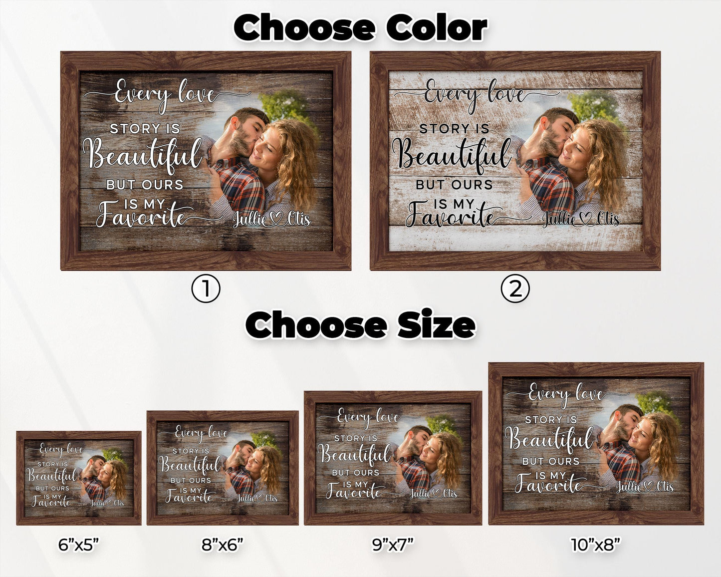 Custom Wood Photo Frame,Couple Picture Frame,Engagement Gift,Anniversary,Wedding Gift for Couple, Rustic Decor,Photo on Wood,Gift Her Him