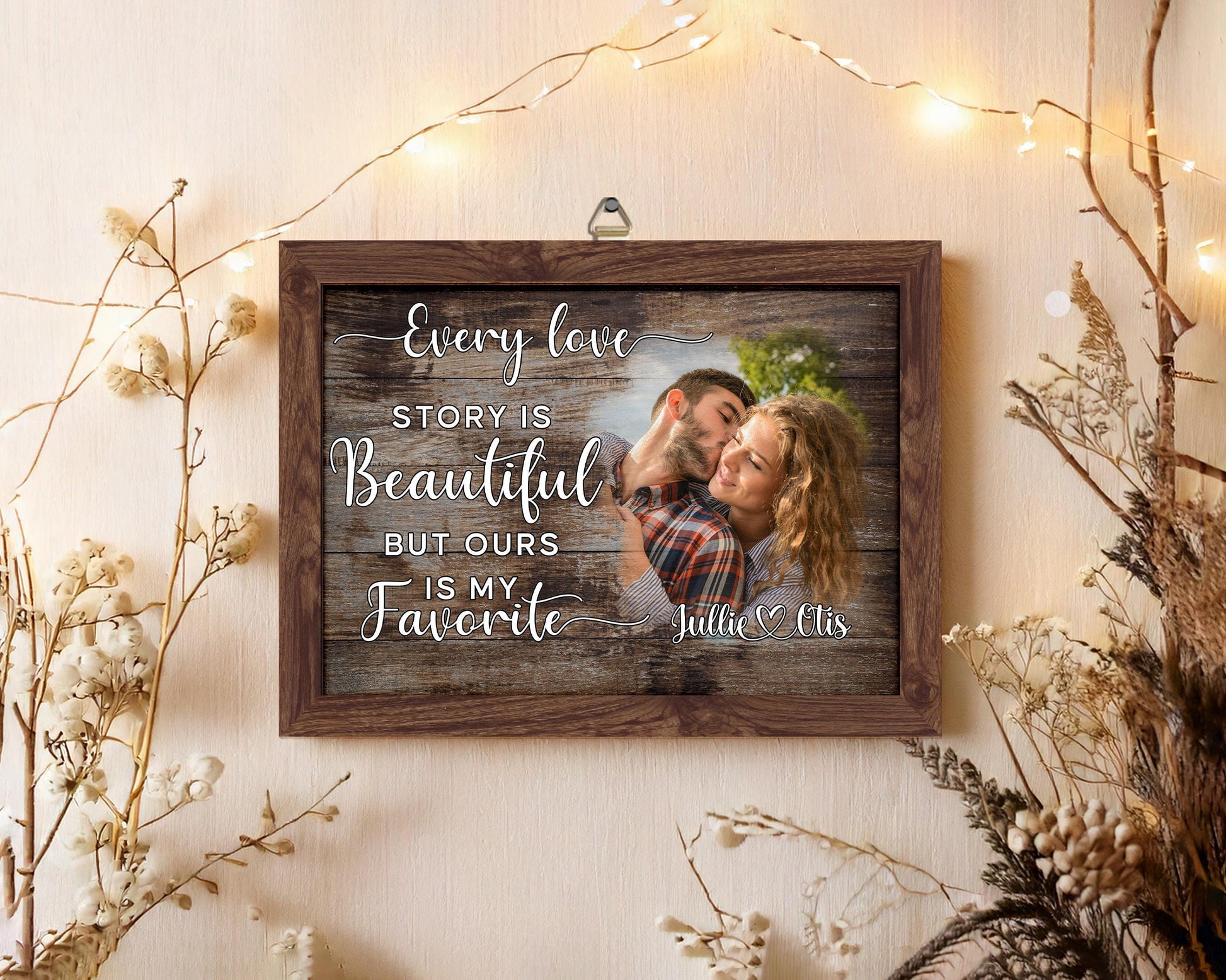 Custom Wood Photo Frame,Couple Picture Frame,Engagement Gift,Anniversary,Wedding Gift for Couple, Rustic Decor,Photo on Wood,Gift Her Him