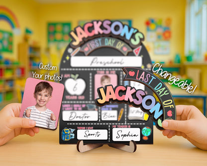 Custom First And Last Day School Sign,First Day Of School Board,Preschool Back To School Photo Prop,Gift for Student,Son,Daughter,Kids Gift