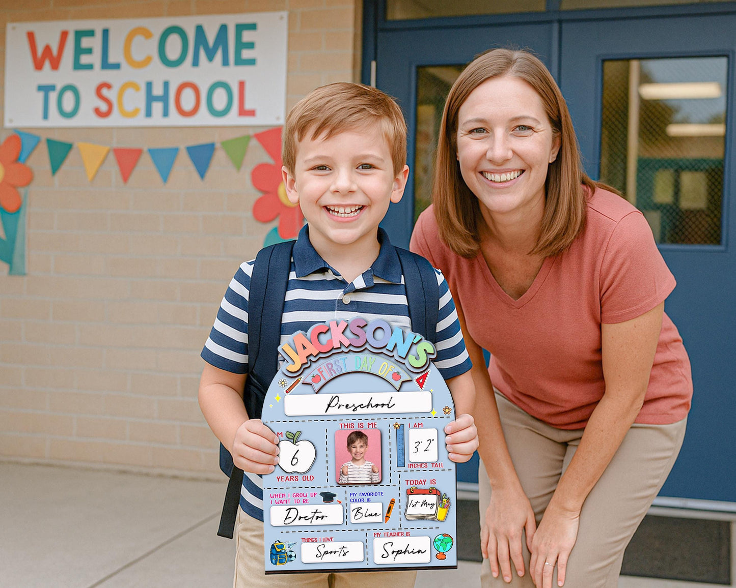 Custom First And Last Day School Sign,First Day Of School Board,Preschool Back To School Photo Prop,Gift for Student,Son,Daughter,Kids Gift
