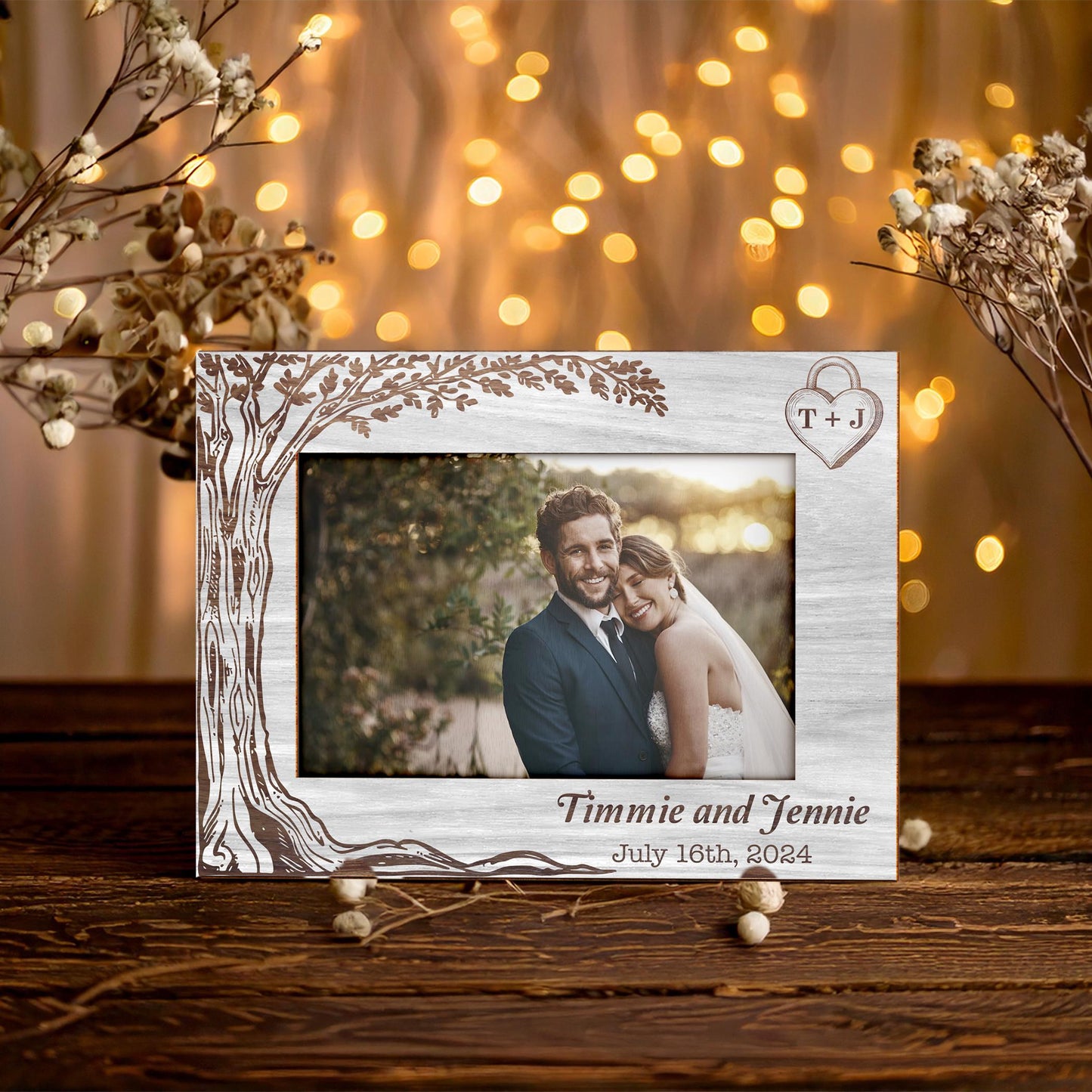 Personalized Wedding Gift,Engagement Photo Frame Plaque,Wedding Picture Frame with Date,Couple Gift,Newlywed Gift,Gift for Husband Wife