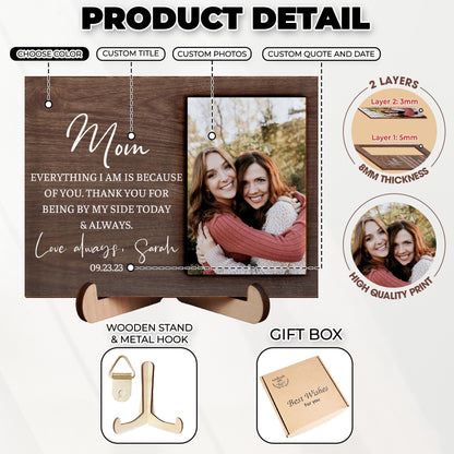 Mother of the Bride Gift from the Bride,Photo on Wood,Picture Frame,Father of the Bride Gift from Bride,Wedding Gift Mom Dad from Daughter