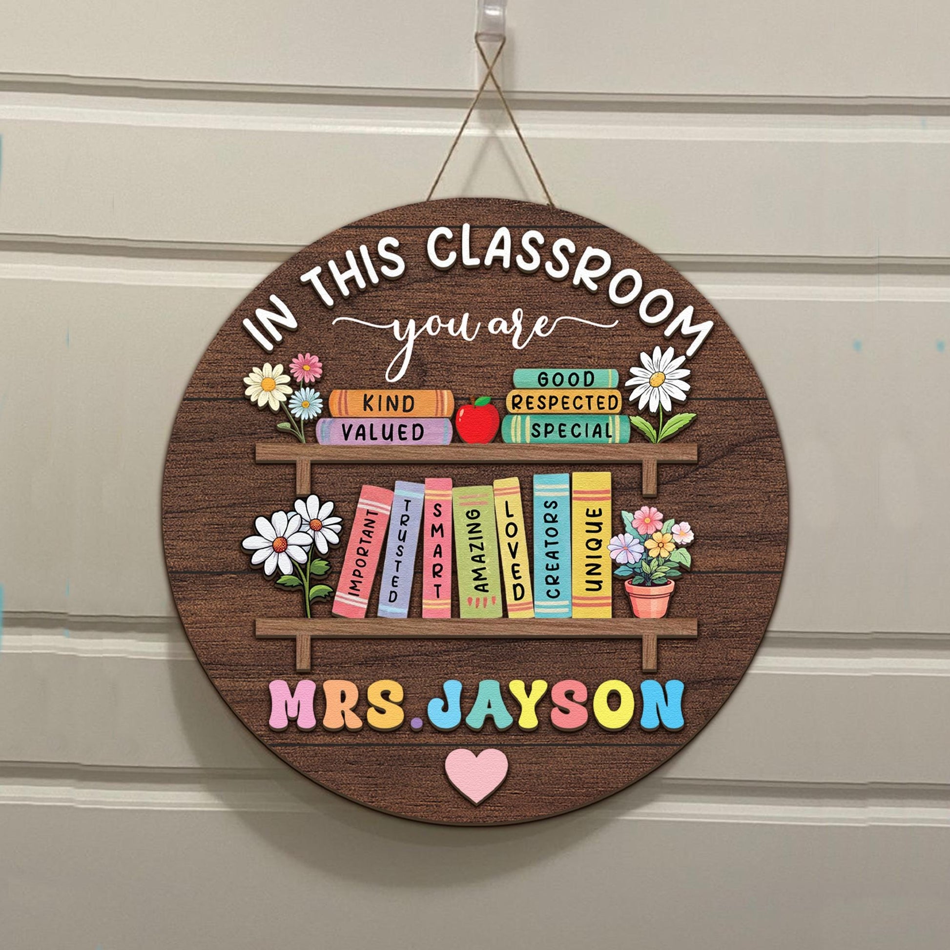 Customized Teacher 3D Door Sign, Teacher Door Hanger, Classroom Welcome Sign, Classroom Decor, Custom Teacher Name Sign, Teacher Wooden Sign