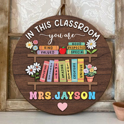 Customized Teacher 3D Door Sign, Teacher Door Hanger, Classroom Welcome Sign, Classroom Decor, Custom Teacher Name Sign, Teacher Wooden Sign