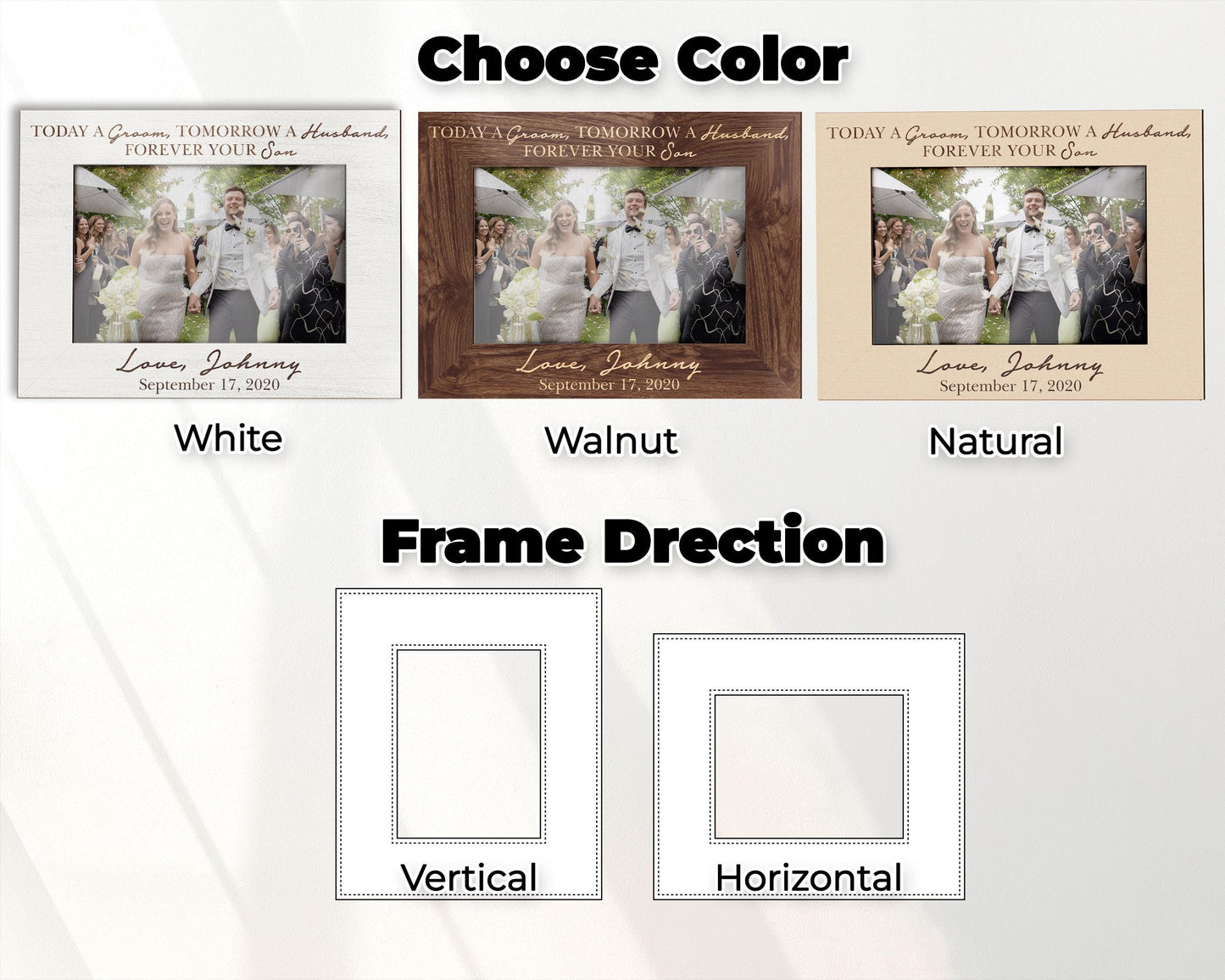 Custom Photo Frame,Parents of the Groom,Wedding Picture Frame,Today a Groom Tomorrow a Husband,Engagement Couple,Wedding Gift,Gift from Son